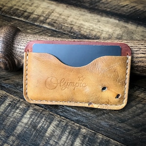 Cartera de cuero de guante de béisbol reutilizada, billetera de cuero minimalista, Horween