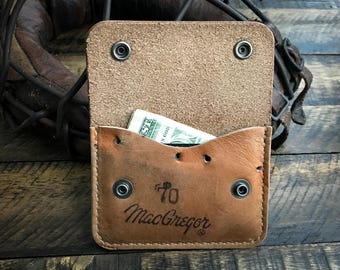 Repurposed Baseball Glove Leather Wallet: Handmade Minimalist Snap Card Holder