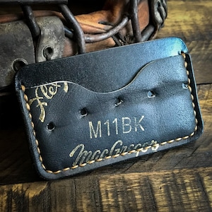 Cartera de cuero con forma de guante de béisbol reutilizado, cartera de cuero minimalista