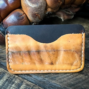 Monedero de cuero cooper 31 guante de hockey reutilizado, monedero de cuero minimalista, Horween, regalo de hockey