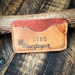 Billetera de cuero con guante de béisbol, billetera de cuero minimalista, cuero Horween