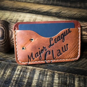 Cartera de cuero de guante de béisbol, cartera de cuero minimalista, cuero Horween
