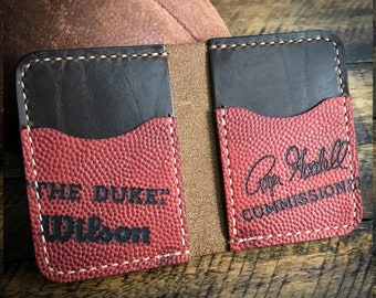 Repurposed Football Leather Wallet: Handmade Horween Bifold