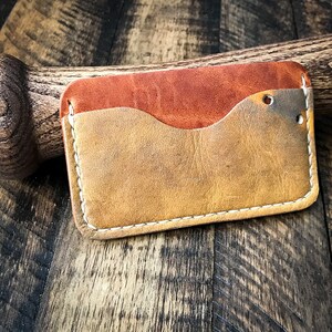 Cartera de cuero de guante de béisbol, cartera de cuero minimalista, Horween