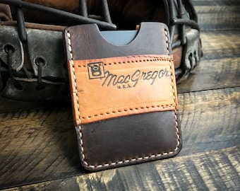 Repurposed Baseball Glove Leather Card Sleeve, Minimalist Leather Wallet, Handmade