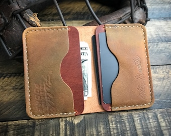 Repurposed Baseball Glove Leather Bi-Fold Wallet: Handmade Horween Dublin