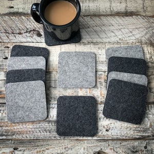 Square 100% Merino Wool Felt Drink Coaster Set