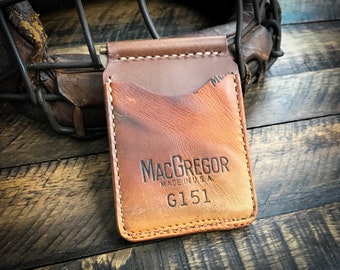 Repurposed Baseball Glove Leather Money Clip Wallet: Handmade Minimalist Card Holder