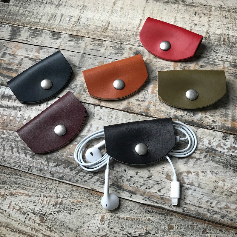 Leather Cord Keeper Cable Organizer Cord Wrap Earbud Etsy