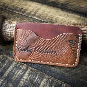Richie Ashburn Guante de béisbol Cartera de cuero, Billetera de cuero minimalista, Horween Leather, Philadelphia Phillies