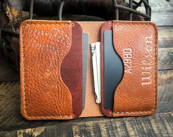 Repurposed Baseball Glove Leather Bifold Wallet: Horween Dublin Interior