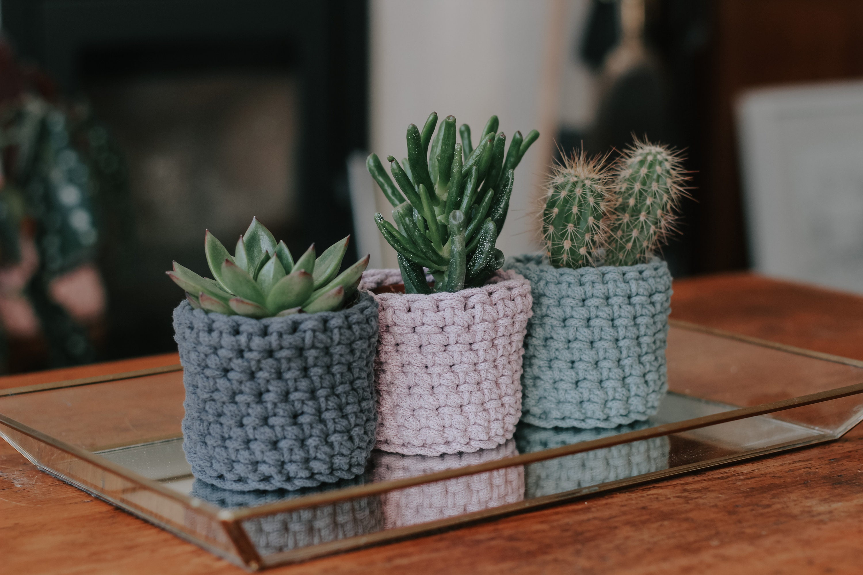 Crochet plant pot kit Craft kit Crochet home decor House Etsy