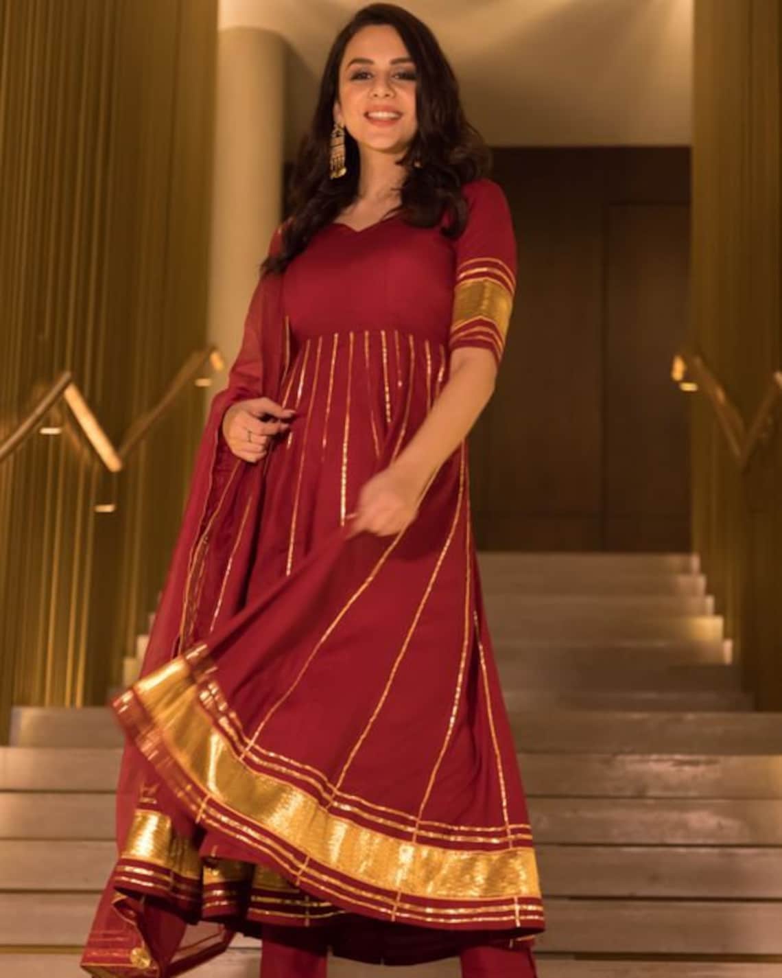 orange kurti combination