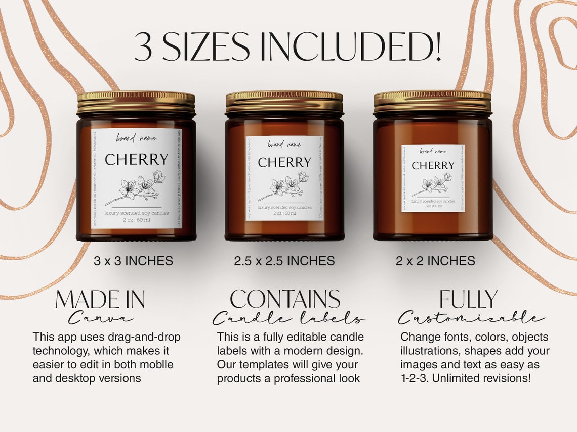 Candle Jar Label Template Canva Templates Custom Candle Etsy