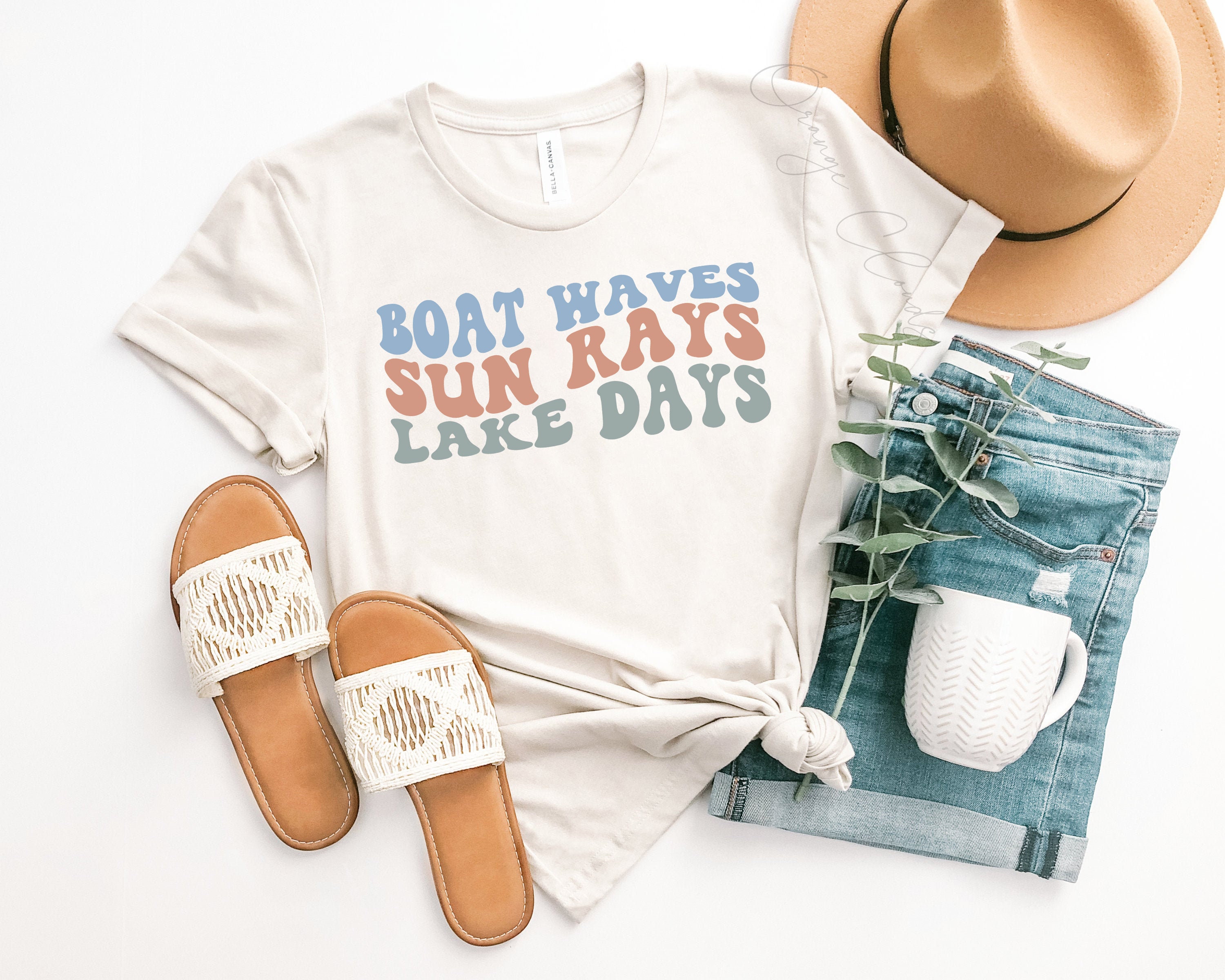 Boat Waves Sun Rays Lake Days Svg File, Png File, Digital Design, Fil…