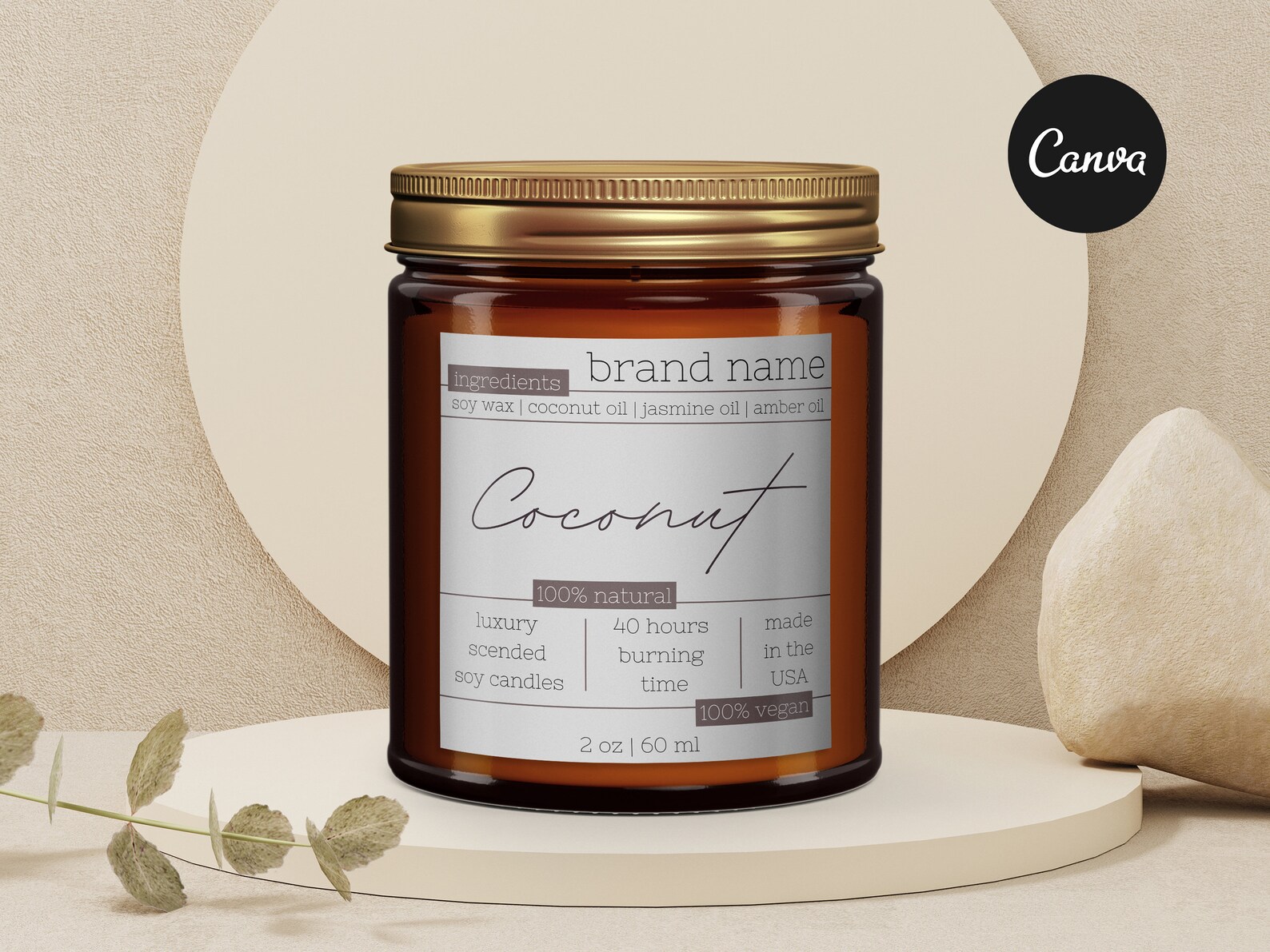 Candle Jar Label Template DIY Editable Candle Labels Candle Etsy