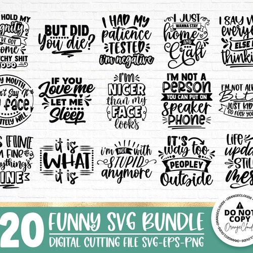 Funny Quotes SVG Bundle Funny Sayings SVG Files for Cricut | Etsy