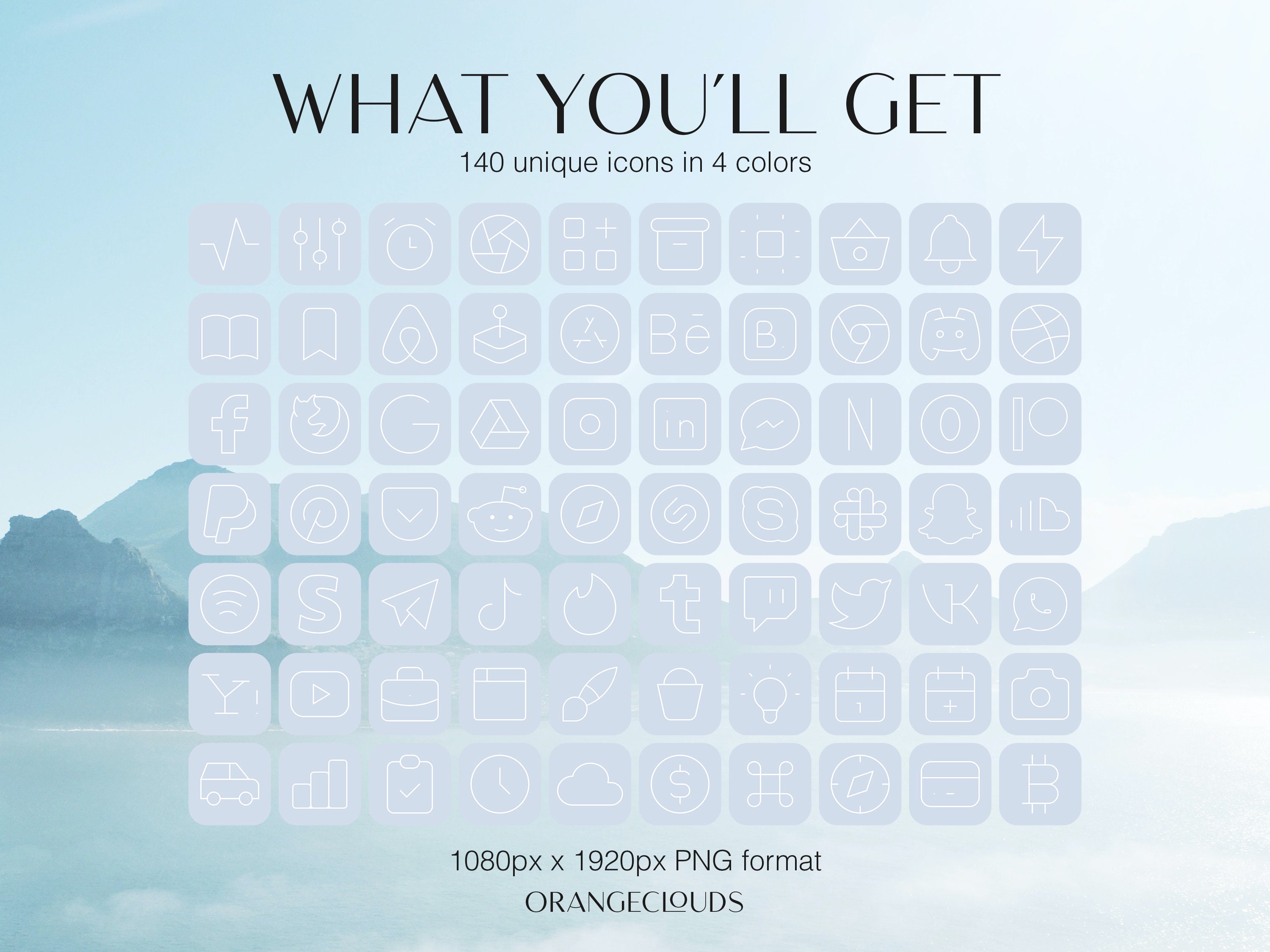 Light Blue 140 App Icons Png Formats Instant Download Blue Etsy