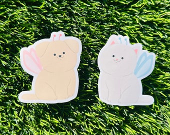 Cute Fairy dog and cat stickers / water bottle stickers / cute stickers / animal stickers / laptop stickers / gift ideas / dog  sticker