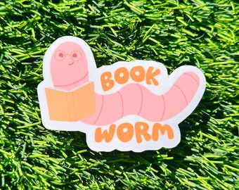 Book worm sticker / water bottle stickers / cute stickers / animal stickers / laptop stickers / gift ideas / reading sticker