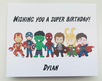 Personalized Superhero Birthday Card / Greeting Cards Cute - Etsy