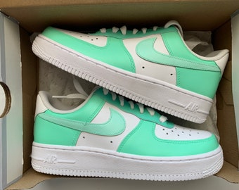 Mint Green Glow Custom Air Force 1s Many sizes available / women’s shoes /  shoes / Mens shoes / cute / Jordans / gift ideas /