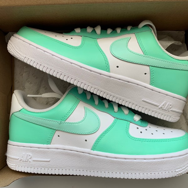 Mint Green Glow Custom Air Force 1s Many sizes available / women’s shoes /  shoes / Mens shoes / cute / Jordans / gift ideas /