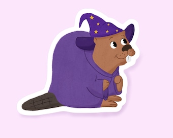 Wizard Beaver sticker / water bottle stickers / cute stickers / animal stickers / laptop stickers / gift ideas / magical