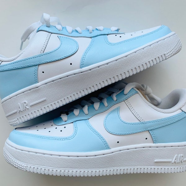 Baby blue white Custom Air Force 1s Many sizes available / women’s shoes /  shoes / Custom shoes / Jordans / gift ideas / cute /