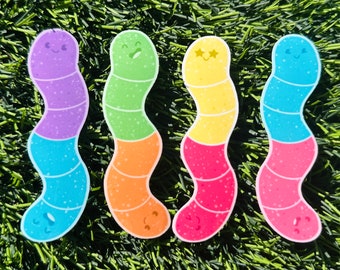 Sour gummy worms sticker set / water bottle stickers / cute stickers / animal stickers / laptop stickers / gift ideas / candy sticker