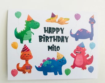 Cute dinosaur personalized birthday card / Greeting cards / cute cards /animal cards / Kids Birthday card/ Birthday gift  /dinosaur birthday