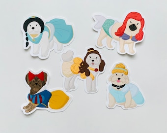 Princess Dog stickers waterproof / Gift ideas / laptop sticker / water bottle sticker / cute stickers / animal stickers / kawaii / funny