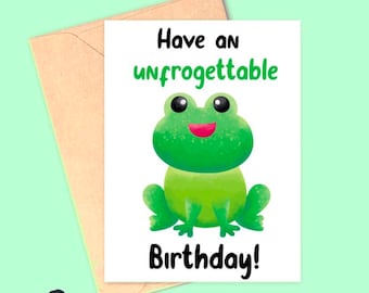 Printable Frog Birthday Card digital card / cute card / animal card / birthday gift / downloadable/ instant download / funny card / pun