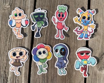 Cute characters holographic stickers, Available in a set, water bottle sticker, laptop sticker, video game characters, funny stickers,
