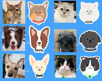 Custom Pet Sticker - Hand drawn - Personalized - dog sticker - cat sticker - gift idea - pet portrait - cartoon - sticker of my dog
