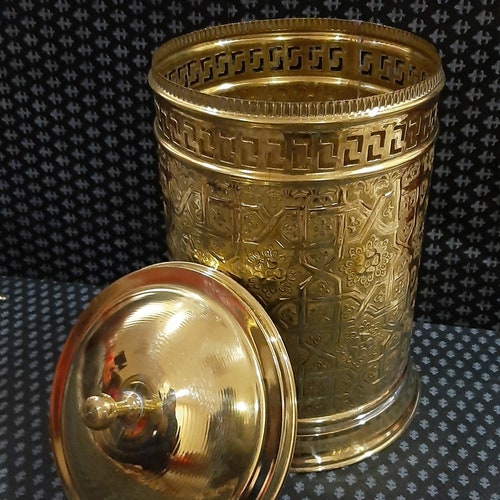 Moroccan Brass Bathroom Trash Can 100 Handcrafted Unique Etsy