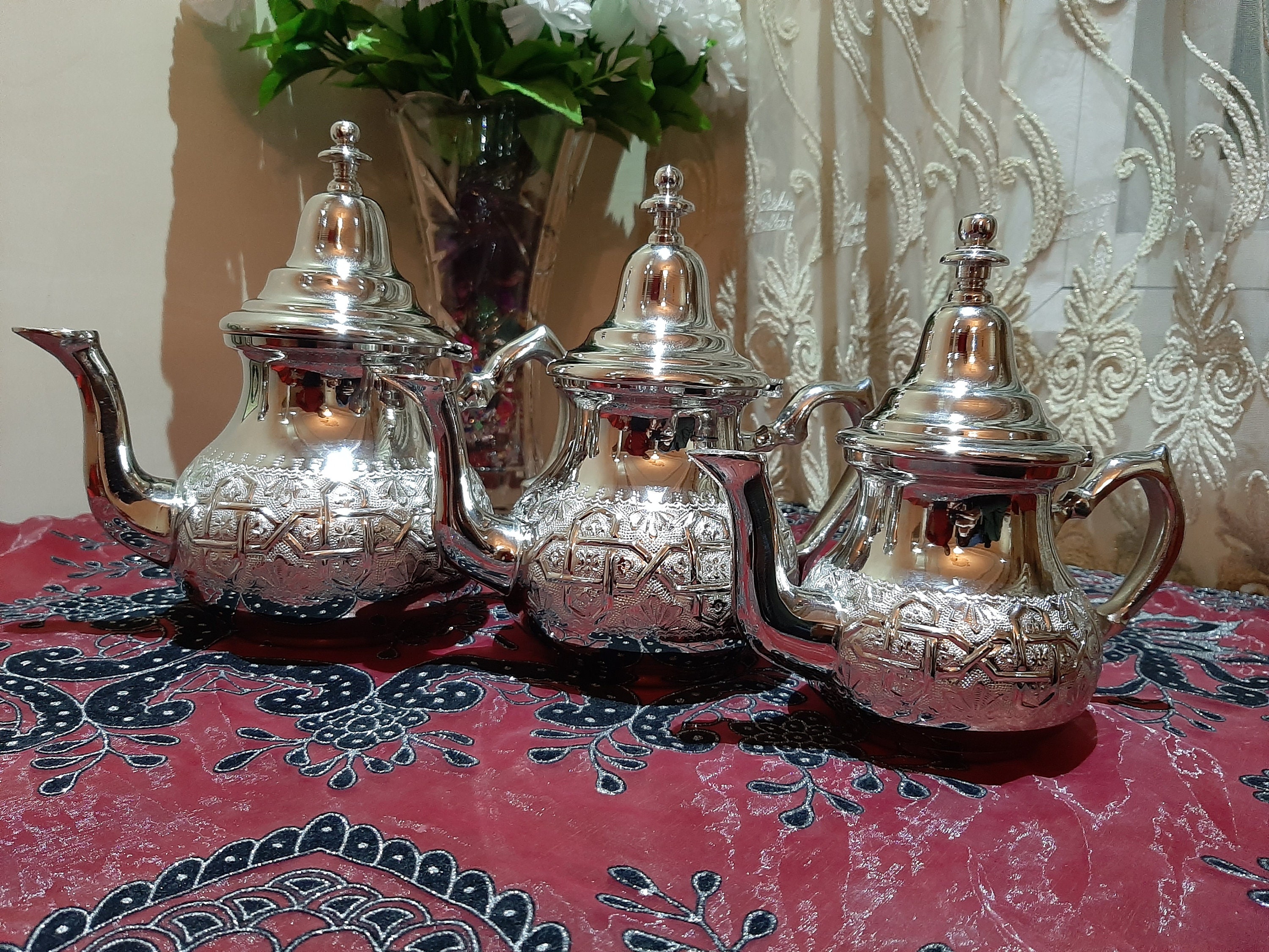 Moroccan Tea Set Teapot With a Tea Tray and Six Tea Cups Etsy UK