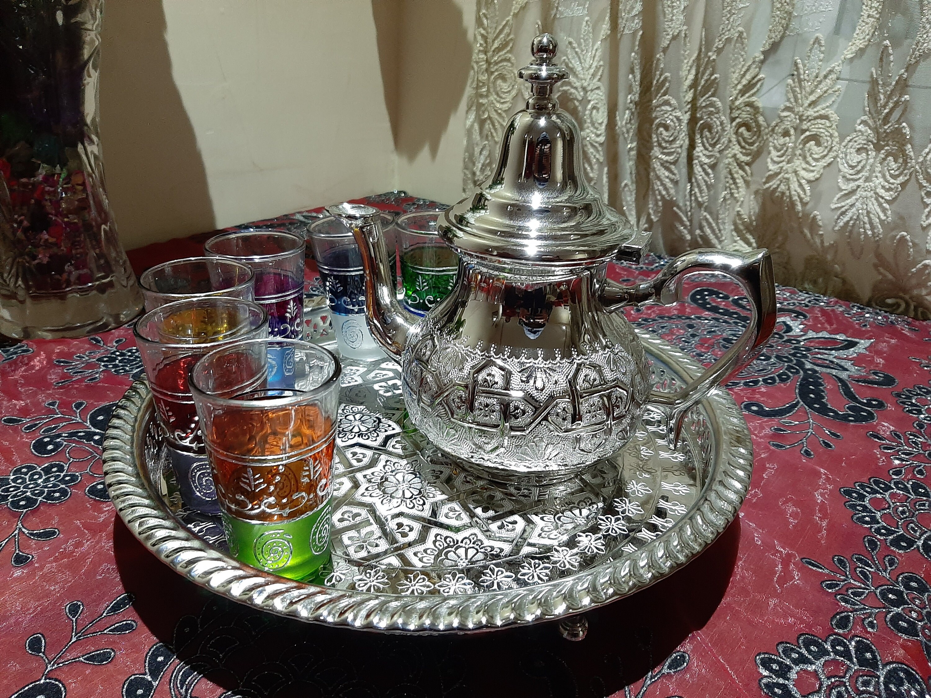 Moroccan Tea Set Teapot With a Tea Tray and Six Tea Cups Etsy UK