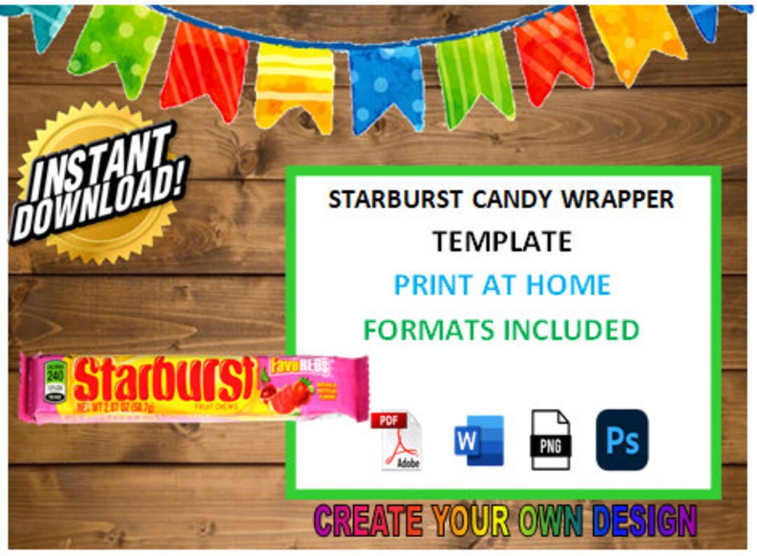 Starburst Candy Wrapper Template Etsy