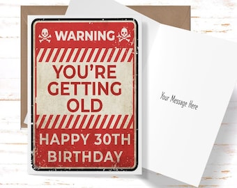 Funny 30th Birthday Card: Sarcastic Greeting Card