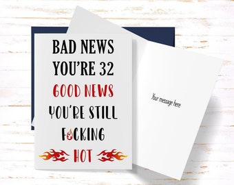 32nd Birthday Card for Girlfriend, 32nd Birthday Card for Best Friend, Birthday BFF, Funny Birthday Card for Her 32 Year Old