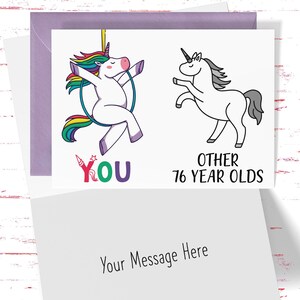 76th Birthday Card for her, Unicorn Birthday Card for 76th Birthday, Cute Card for Mom, Daughter, Grandma, Friend 76 Year Old