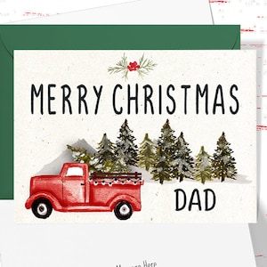 Dad Christmas Card, Merry Christmas Dad Greeting Card, Vintage Christmas Card for Dad, Christmas Card from Daughter or Son