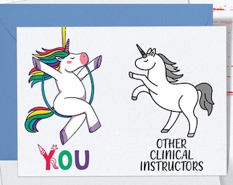Card for Clinical Instructor, Other Clinical Instructors Unicorn Pole Card, Funny Card Thank You Card for Clinical Instructor