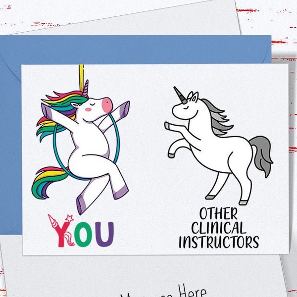 Card for Clinical Instructor, Other Clinical Instructors Unicorn Pole Card, Funny Card Thank You Card for Clinical Instructor