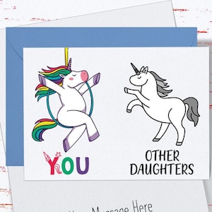 Card for Daughter, Other Daughters Unicorn Pole Card, Funny Card from Mom or Dad Daughter Birthday Card, Card for Daughter