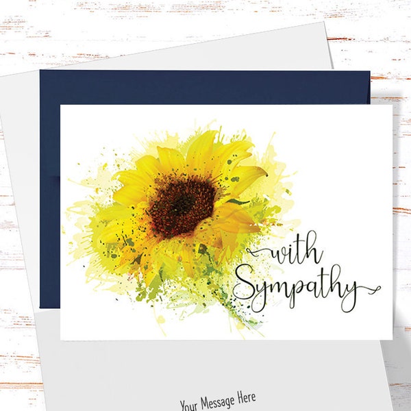 Sympathy Card, Funeral Card, Card Loss of Husband, Wife, Son Daughter, Sorry For Your Loss, Condolence Card, Sunflower
