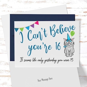 Funny 16th Birthday Card for her, Sarcastic Birthday Card for 16th Birthday, Cute Card for Son, Brother,Daughter, Niece, Grandson