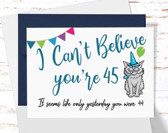 Funny 45th Birthday Card for her, Sarcastic Birthday Card for 45th Birthday, Cute Card for 45 Year Old