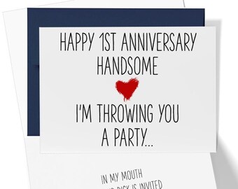 Naughty 1st Anniversary Card, Dirty First Anniversary Card, Anniversary Card for Husband or Boyfriend